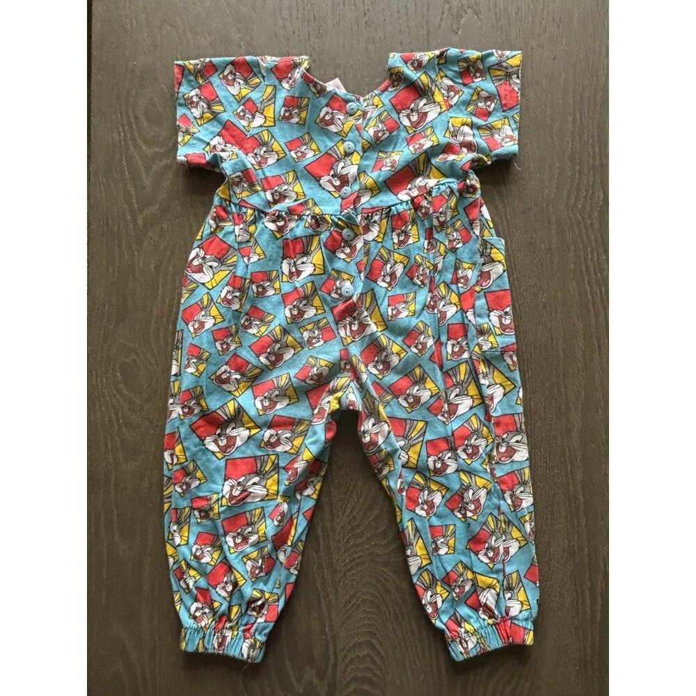 VTG 1992 Baby Looney Tunes Bugs Bunny One Piece Romper 4T WB Outfit Jungle Rags